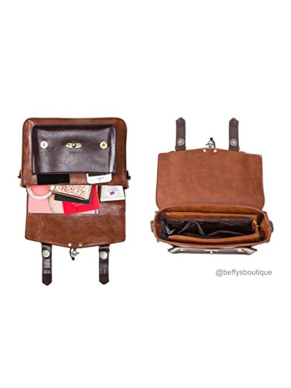 PU Leather Satchel Crossbody Messenger Bag Small Vintage Work Purse - Picture 2 of 6